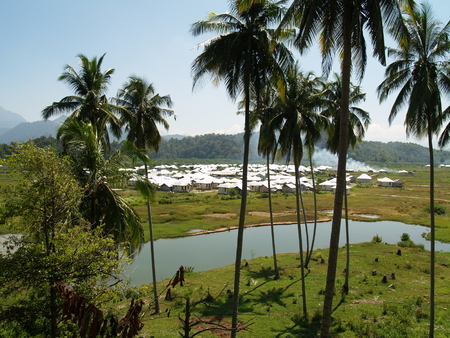 Beautiful view of remote village and Houses at the Coast of Calang, Aceh Jaya