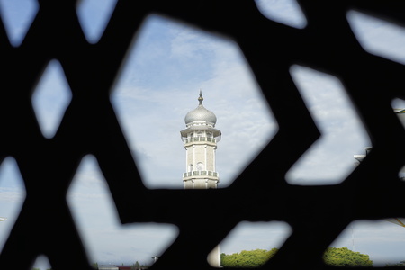 Baiturrahman grand mosque Tower view from bellow located in Banda Aceh, capital city of Aceh - Indonesiaの写真素材