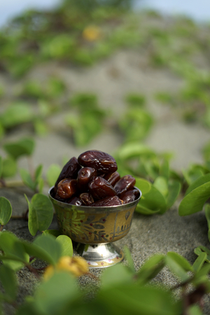 Sweet dried date palm fruits or kurma ramadan (ramazan) foodの写真素材