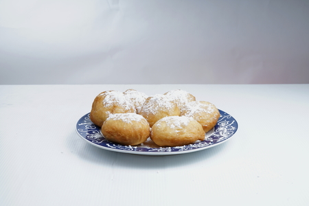 Homemade fried dough pastry fritule or frittersの写真素材