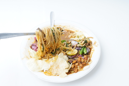Asian noodles with vegetablesの写真素材