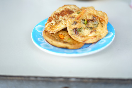 Homemade Vegetable Fritters or Bakwan from Indonesiaの写真素材