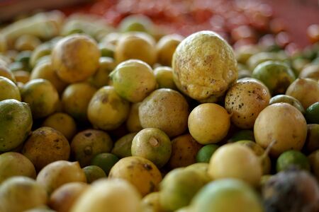 Bunch of Yellow lemon at traditional market