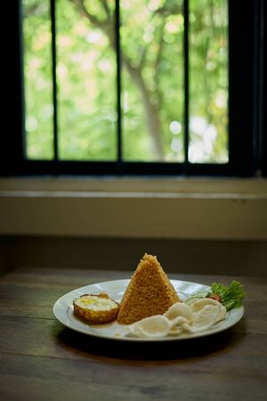 Nasi goreng Telur, Vegetable fried rice with fried egg on top