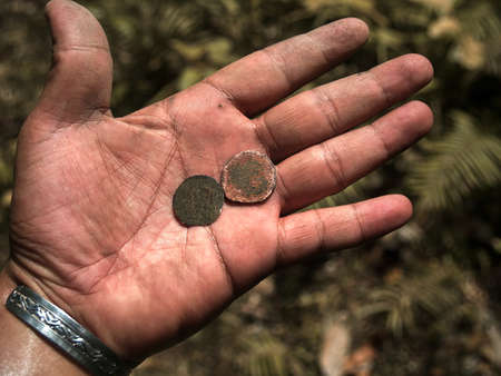 Antique Old coins found on archaeological excavations