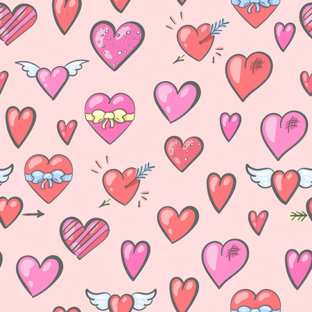 seamless pattern with heartsのイラスト素材