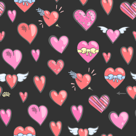 seamless pattern with heartsのイラスト素材