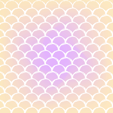 Squama on trendy gradient background. Square backdrop with squama ornament. Bright color transitions. Mermaid tail banner and invitation. Underwater and sea pattern. Warm peachy colors.のイラスト素材