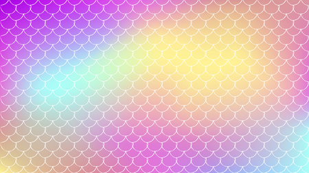 Mermaid tale on trendy gradient background. Horizontal backdrop with mermaid tale ornament. Bright color transitions. Fish scale banner and invitation. Underwater sea pattern. Rainbow colors.のイラスト素材