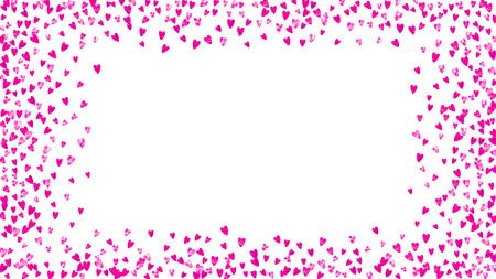 Heart border for Valentines day with pink glitter. February 14th day. Vector confetti for heart border template.のイラスト素材