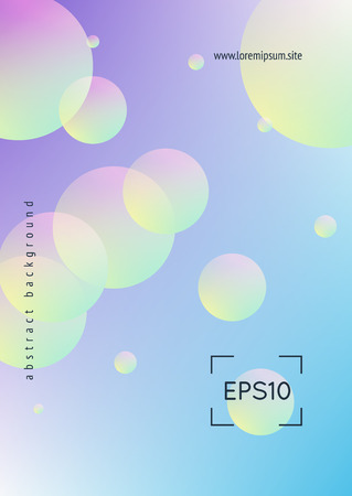 Holographic cover with radial fluid. Geometric shape on gradient background. Modern hipster template for placard, presentation, banner, flyer, report, brochure. Minimal holographic cover, neon colors.のイラスト素材