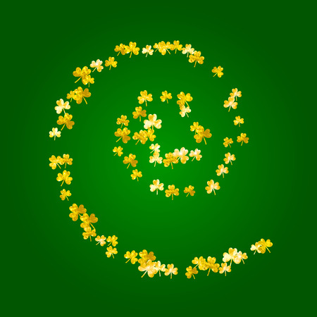 Saint patricks day background with shamrock. Lucky trefoil confetti. Glitter frame of clover leaves.のイラスト素材