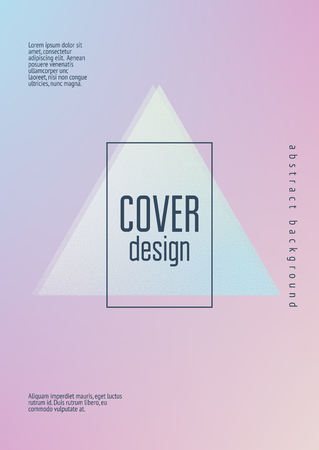 Holographic cover with triangle fluid. Geometric shapes on gradient background. Modern hipster template for placard, presentation, banner, flyer, brochure. Minimal holographic cover in neon colors.のイラスト素材