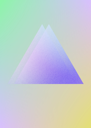 Cover fluid with triangle shapes. Gradient triangles on holographic background. Modern hipster template for placards, banners, flyers, report, brochure. Minimal cover fluid in vibrant neon colors.のイラスト素材