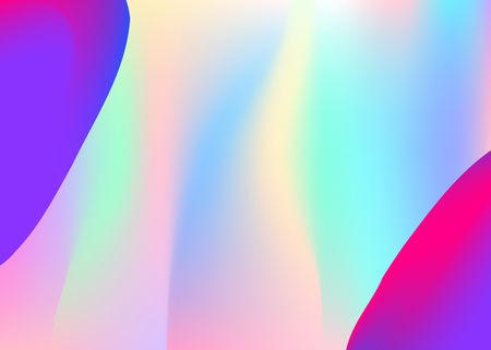 Fluid shape. Vivid gradient mesh. Holographic 3d backdrop with modern trendy blend. Futuristic poster, report template. Fluid shape background with liquid dynamic elements.のイラスト素材