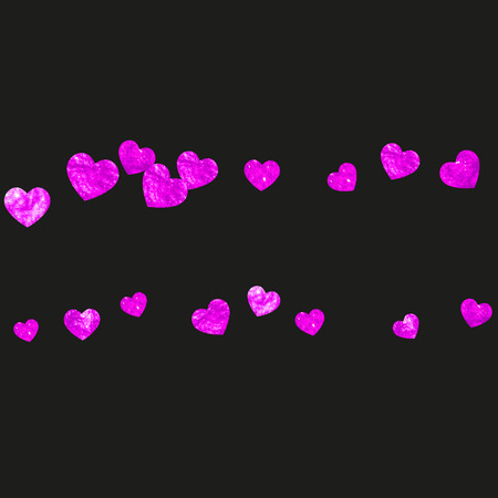 Heart border background with pink glitter. Valentines day. Vector confetti. Hand drawn texture. Love theme for flyer, special business offer, promo. Wedding and bridal template with heart border.のイラスト素材