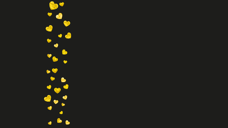 Valentines day heart with gold glitter sparkles. February 14th day. Vector confetti for valentines day heart template. Grunge hand drawn texture. Love theme for poster, gift certificate, banner.のイラスト素材