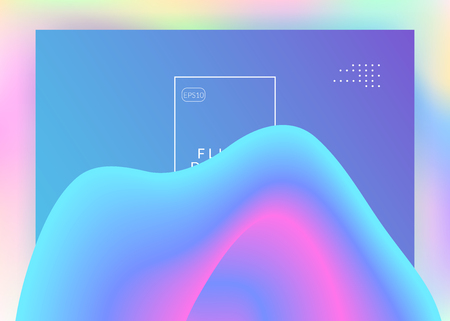 Liquid fluid. Vivid gradient mesh. Abstract mobile, ui frame. Holographic 3d backdrop with modern trendy blend. Liquid fluid with dynamic elements and shapes. Landing page.のイラスト素材