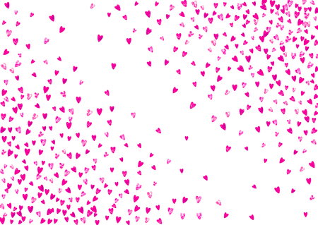 Valentine background with pink glitter hearts. February 14th day. Vector confetti for valentine background template. Grunge hand drawn texture. Love theme for special business offer, banner, flyer.のイラスト素材