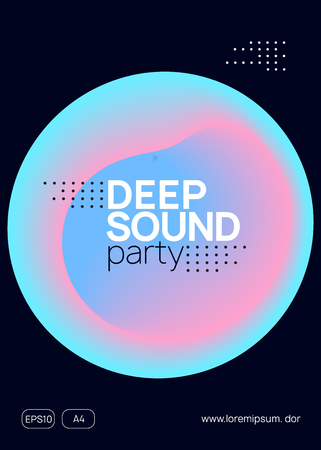Music flyer. Electronic sound. Night dance lifestyle holiday. Cool electro show banner template. Fluid holographic gradient shape and line. Poster for summer fest and music flyer.のイラスト素材