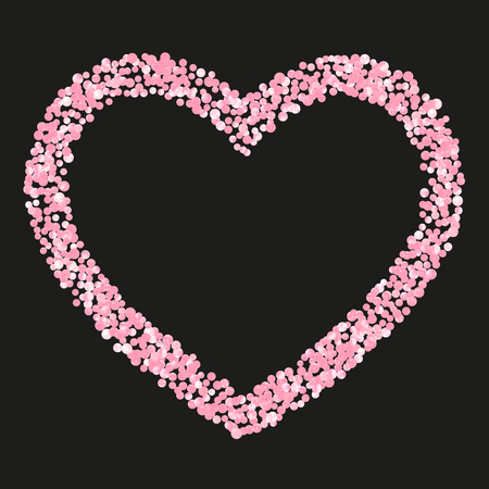 Pink glitter dots confetti on isolated backdrop. Falling sequins with shimmer and sparkles. Template with pink glitter dots for party invitation, bridal shower and save the date invite.のイラスト素材