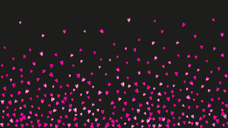 Valentine background with pink glitter hearts. February 14th day. Vector confetti for valentine background template. Grunge hand drawn texture. Love theme for poster, gift certificate, banner.のイラスト素材