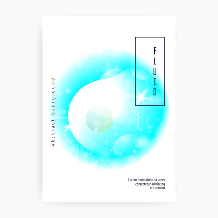 Music poster. Fluid holographic gradient shape and line. Electronic sound. Night lifestyle dance holiday. Cool magazine layout for trance show. Music poster and flyer for summer fest.のイラスト素材