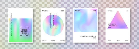 Fluid poster set. Abstract backgrounds. Neon fluid poster with gradient mesh. 90s, 80s retro style. Iridescent graphic template for book, annual, mobile interface, web app.のイラスト素材