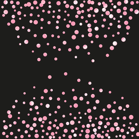 Wedding glitter confetti with dots on isolated backdrop. Shiny random falling sequins with shimmer. Design with pink wedding glitter for greeting card, bridal shower and save the date invite.のイラスト素材