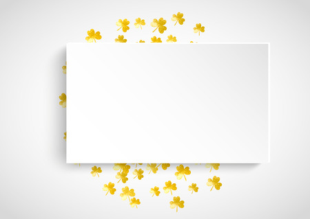 Shamrock paper frame for Saint patricks day. Lucky trefoil confetti. Glitter frame of clover leaves. Template for party invite, retail offer and ad. Dublin shamrock paper frame backdrop.のイラスト素材