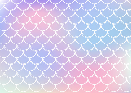 Gradient mermaid background with holographic scales. Bright color transitions. Fish tail banner and invitation. Underwater and sea pattern for girlie party. Trendy backdrop with gradient mermaid.のイラスト素材