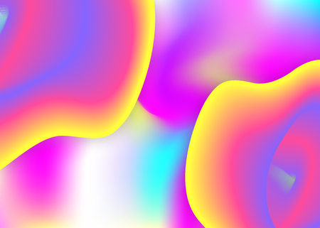 Fluid shape. Minimalist poster, magazine design. Holographic 3d backdrop with modern trendy blend. Vivid gradient mesh. Fluid shape background with liquid dynamic elements.のイラスト素材