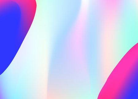 Fluid dynamic. Vivid gradient mesh. Holographic 3d backdrop with modern trendy blend. Geometric wallpaper, banner composition. Fluid dynamic background with liquid shapes and elements.のイラスト素材