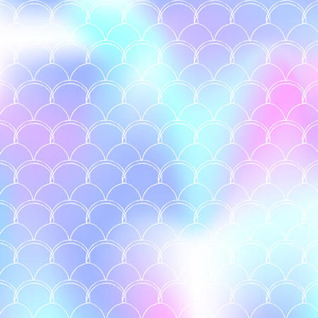 Gradient mermaid background with holographic scales. Bright color transitions. Fish tail banner and invitation. Underwater and sea pattern for girlie party. Multicolor backdrop with gradient mermaid.のイラスト素材