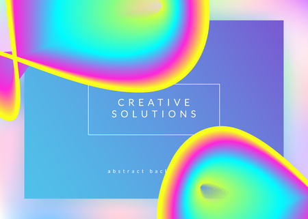 Landing page. Colorful banner, app frame. Holographic 3d backdrop with modern trendy blend. Vivid gradient mesh. Landing page with liquid dynamic elements and fluid shapes.のイラスト素材