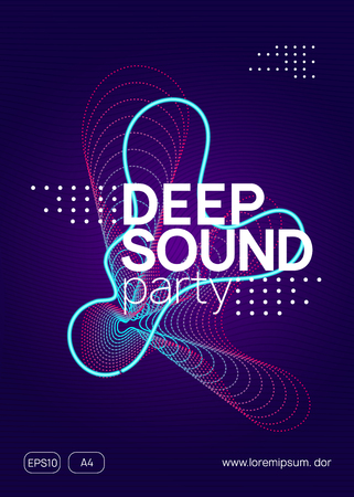 Techno event. Geometric discotheque banner layout. Dynamic gradient shape and line. Neon techno event flyer. Electro dance music. Electronic sound. Trance fest poster. Club dj party.のイラスト素材