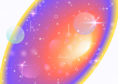 Galaxy background with cosmos and universe shapes and star dust. 3d fluid with magic sparkles. Fantastic space landscape with planets. Holographic futuristic gradients. Memphis galaxy background.のイラスト素材