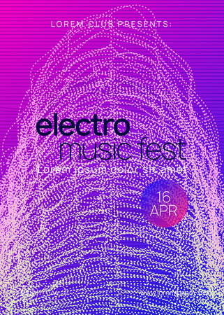 Dj event. Creative discotheque brochure layout. Dynamic gradient shape and line. Dj event neon flyer. Techno trance party. Electro dance music. Electronic sound. Club fest poster.のイラスト素材