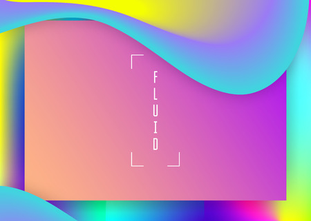 Landing page. Holographic 3d backdrop with modern trendy blend. Vivid gradient mesh. Cosmic banner, interface composition. Landing page with liquid dynamic elements and fluid shapes.のイラスト素材
