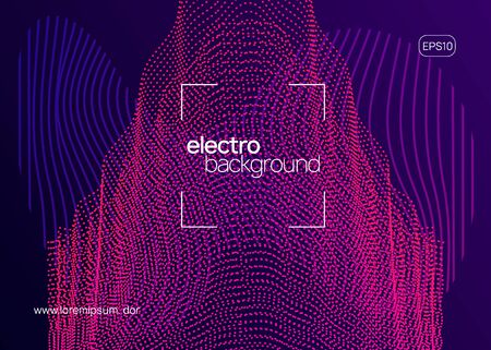 Club flyer. Commercial discotheque banner layout. Dynamic fluid shape and line. Neon club flyer. Electro dance music. Trance party dj. Electronic sound fest. Techno event poster.のイラスト素材