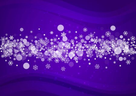 Snowflake border with ultra violet snow. New Year backdrop. Winter frame for flyer, gift card, invitation, business offer and ad. Holiday banner with snowflake borderのイラスト素材