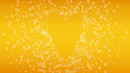Craft beer background. Lager splash. Oktoberfest foam. Fresh pint of ale with realistic white bubbles. Cool liquid drink for bar banner concept. Yellow cup with craft beer background.のイラスト素材