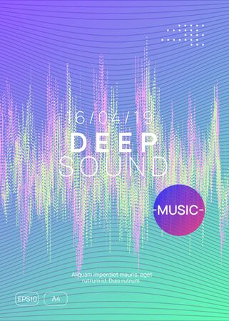 Dance flyer. Dynamic gradient shape and line. Cool concert cover template. Neon dance flyer. Electro trance music. Techno dj party. Electronic sound event. Club fest poster.のイラスト素材