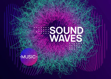 Techno event. Dynamic fluid shape and line. Creative show invitation template. Neon techno event flyer. Electro dance music. Electronic sound. Trance fest poster. Club dj party.のイラスト素材