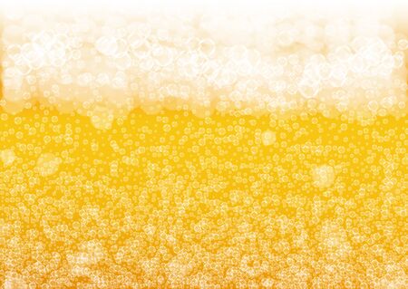 Beer background. Craft lager splash. Oktoberfest foam. Hipster pint of ale with realistic white bubbles. Cool liquid drink for pab menu design. Orange cup with beer background.のイラスト素材