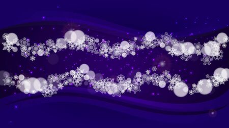 Snow frame with ultraviolet snowflakes. New Year backdrop. Winter border for gift coupons, vouchers, ads, party events. Christmas trendy background. Holiday frosty banner with snow frameのイラスト素材
