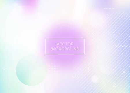 Memphis gradient background with liquid shapes. Dynamic holographic fluid with bauhaus elements. Graphic template for book, annual, mobile interface, web app. Bright memphis gradient.のイラスト素材