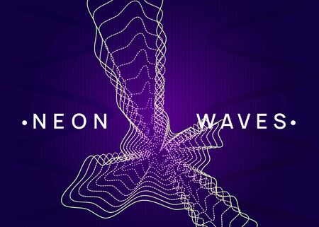 Edm flyer. Dynamic fluid shape and line. Trendy discotheque magazine layout. Neon edm flyer. Electro trance music. Techno dj party. Electronic sound event. Club dance poster.のイラスト素材
