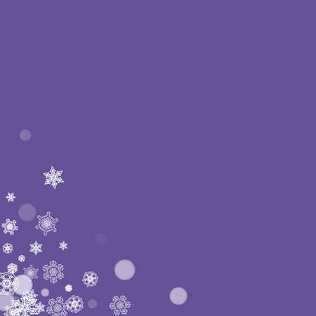 Snow frame with ultra violet snowflakes. New Year frosty backdrop. Winter border for gift coupons, vouchers, ads, party events. Christmas trendy background. Holiday banner with snow frameのイラスト素材