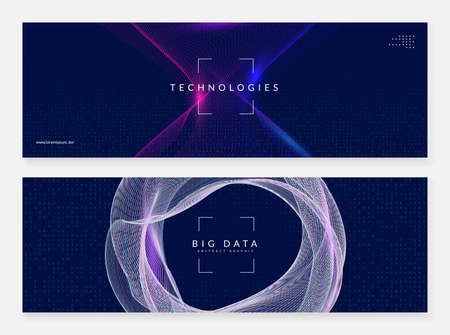 Abstract tech visuals. Digital technology background. Artificial intelligence, deep learning and big data concept for networking template. Neural abstract tech visuals backdrop.のイラスト素材